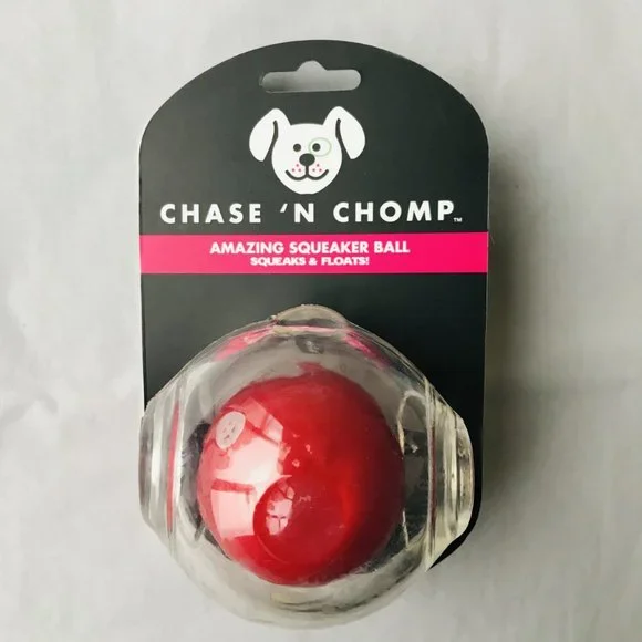 Dog Toy Chase 'N Chomp Squeaker Ball Squeaks & Floats Red Size : 4.0" x 3.5" - Picture 1 of 3